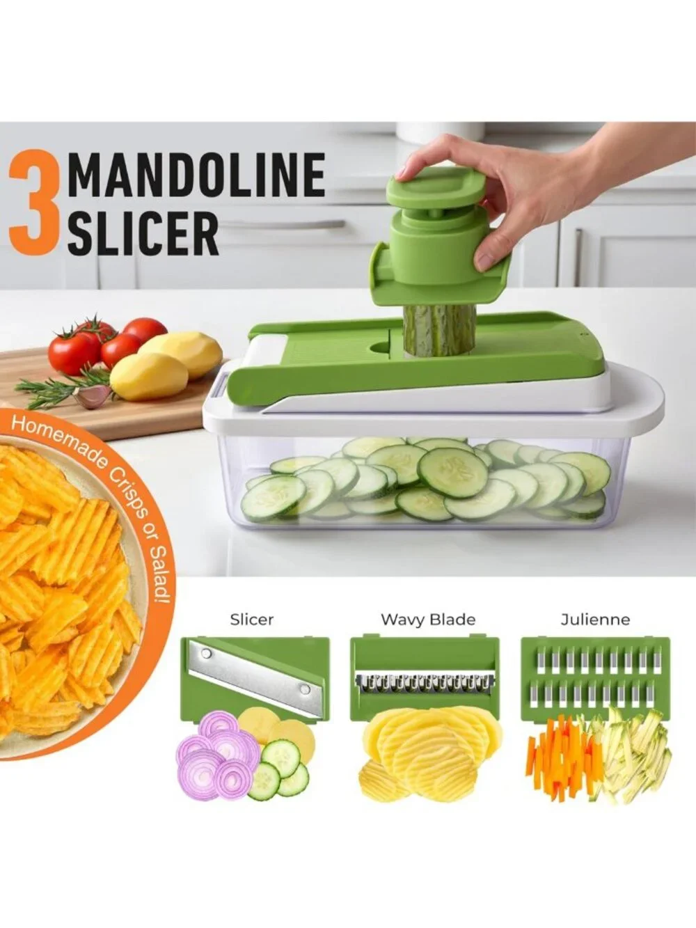10-in-1 Vegetable Chopper with 8 Blades, Onion Mincer & Food Prep Tool